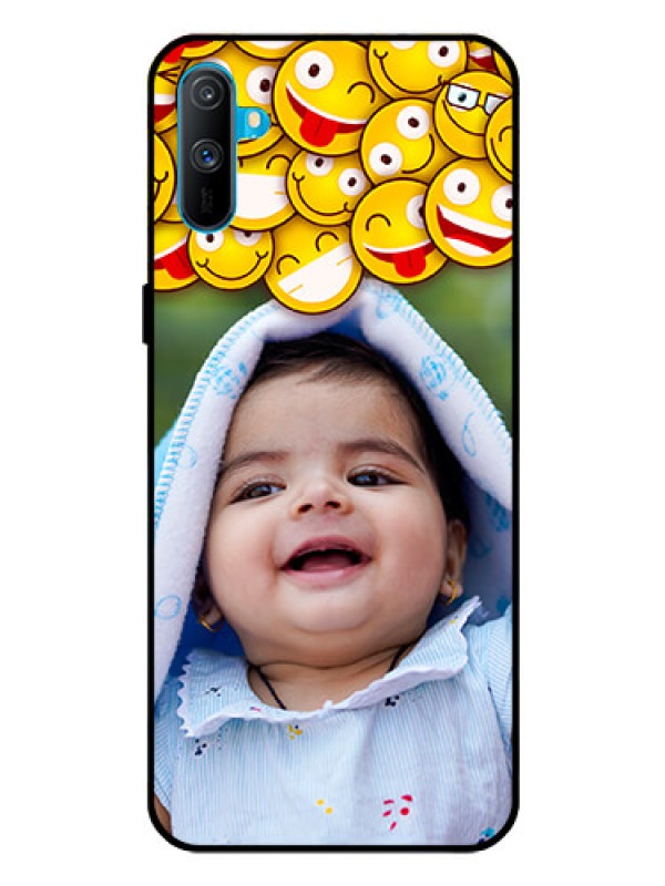 Custom Realme C3 Custom Glass Mobile Case  - with Smiley Emoji Design