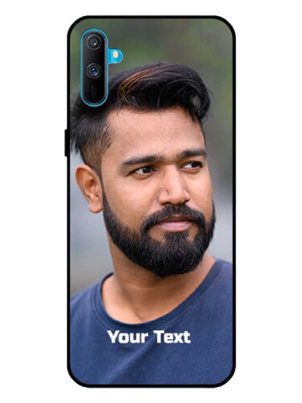 Custom Realme C3 Glass Mobile Cover: Photo with Text