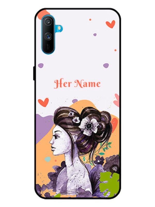 Custom Realme C3 Personalized Glass Phone Case - Woman And Nature Design