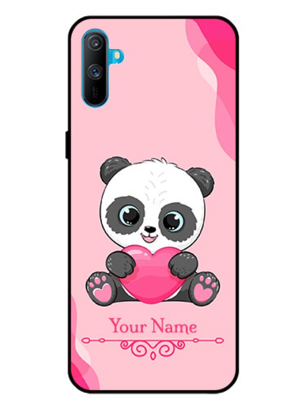 Custom Realme C3 Custom Glass Mobile Case - Cute Panda Design