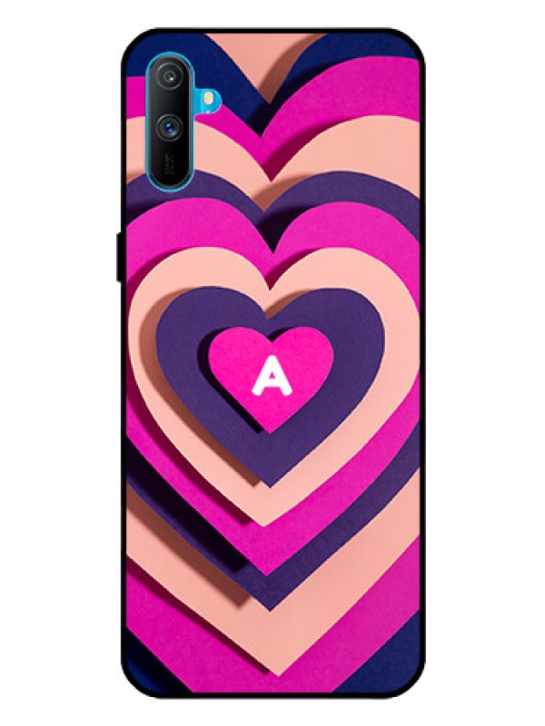 Custom Realme C3 Custom Glass Mobile Case - Cute Heart Pattern Design