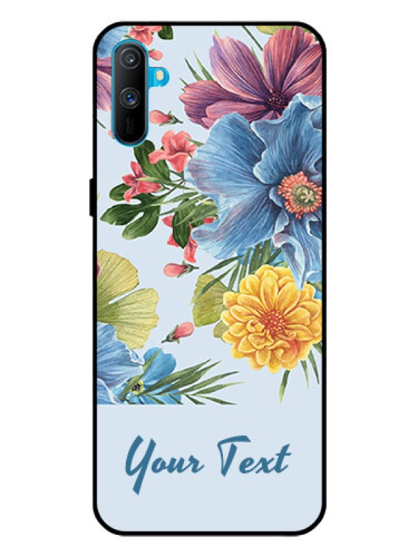 Custom Realme C3 Custom Glass Mobile Case - Stunning Watercolored Flowers Painting Design