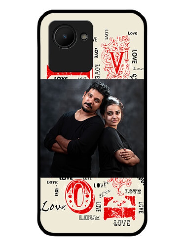 Custom Realme C30 Photo Printing on Glass Case - Trendy Love Design Case