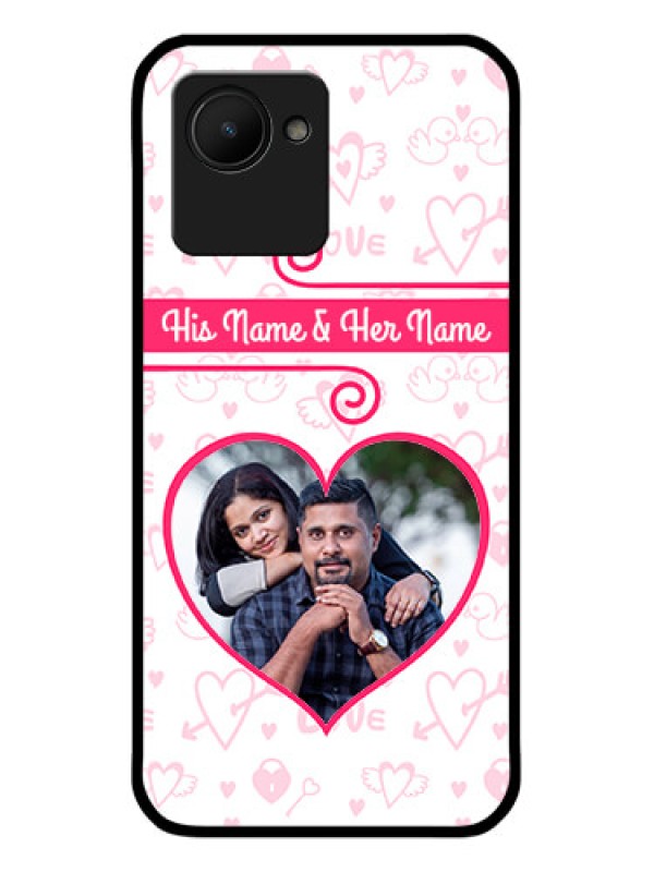 Custom Realme C30 Personalized Glass Phone Case - Heart Shape Love Design