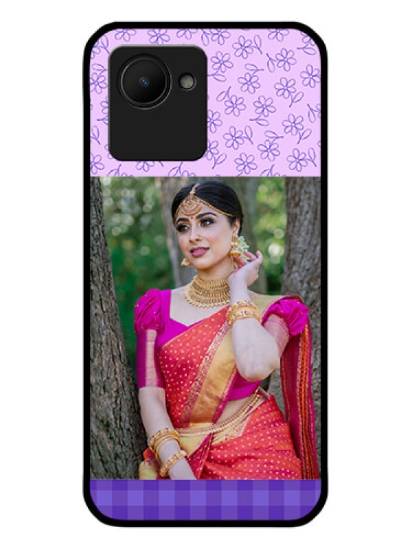 Custom Realme C30 Custom Glass Phone Case - Purple Floral Design