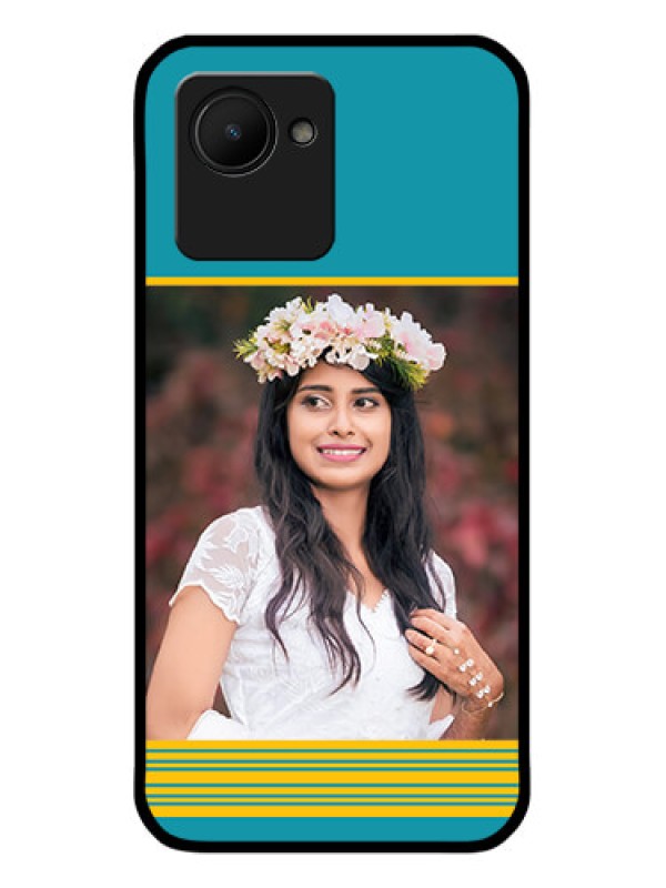 Custom Realme C30 Custom Glass Phone Case - Yellow & Blue Design