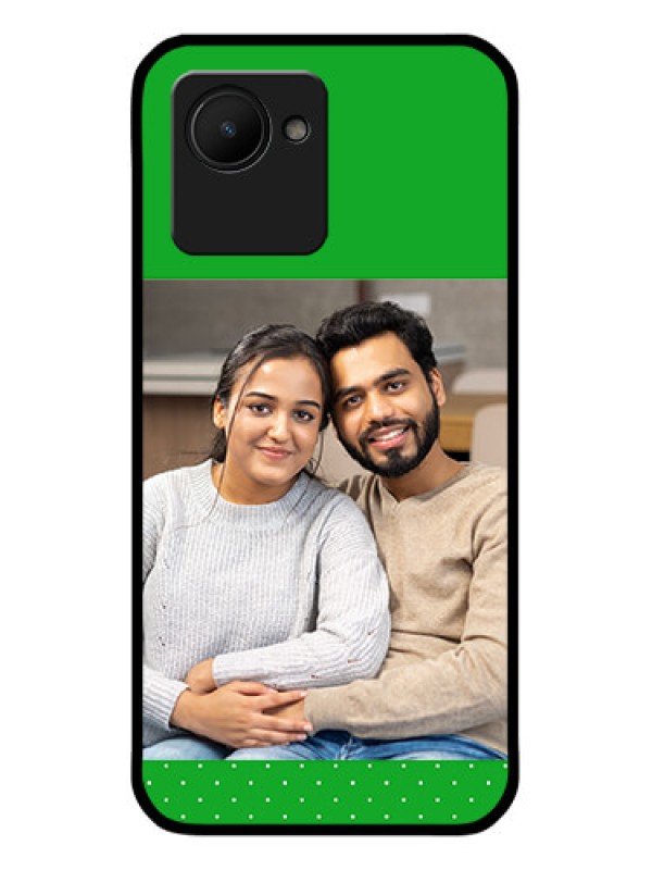 Custom Realme C30 Personalized Glass Phone Case - Green Pattern Design