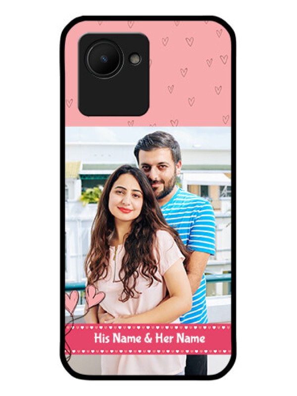 Custom Realme C30 Personalized Glass Phone Case - Love Design Peach Color