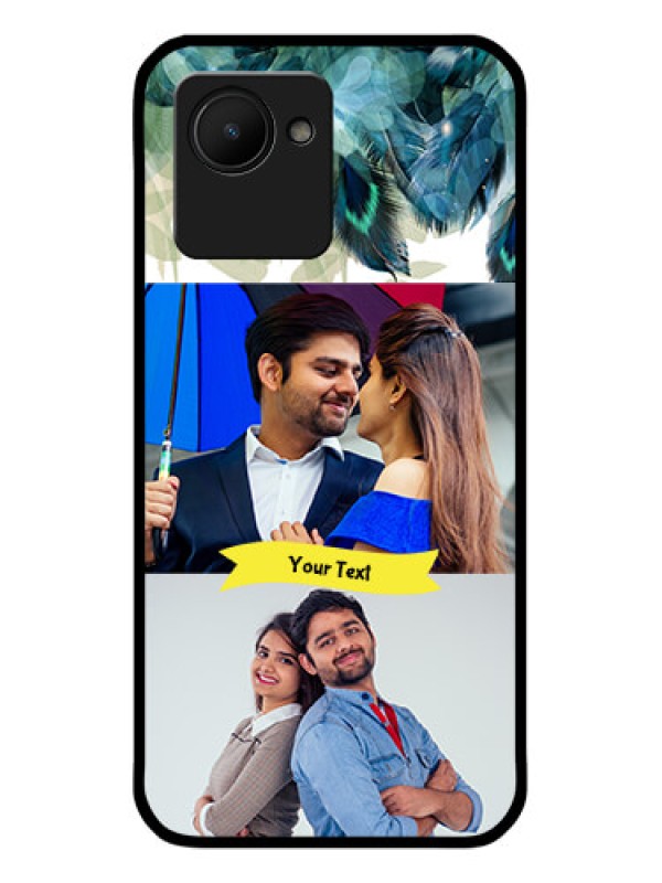 Custom Realme C30 Personalized Glass Phone Case - Image with Boho Peacock Feather Design