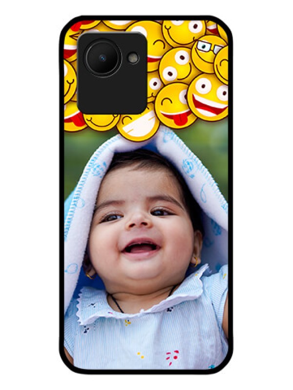 Custom Realme C30 Custom Glass Mobile Case - with Smiley Emoji Design