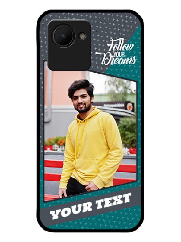 Custom Realme C30 Personalized Glass Phone Case - Background Pattern Design with Quote
