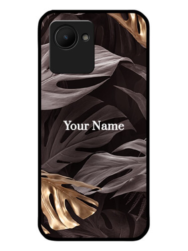 Custom Realme C30 Personalised Glass Phone Case - Wild Leaves digital paint Design