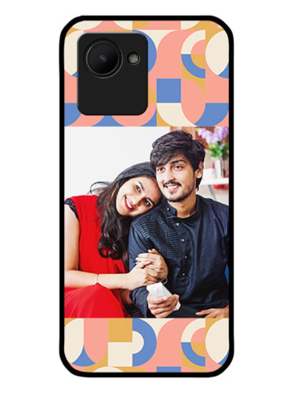 Custom Realme C30 Photo Printing on Glass Case - Semi-circle Maze Pattern Design