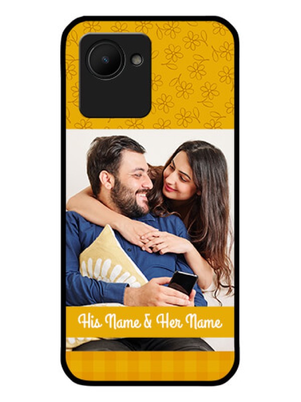 Custom Realme C30s Custom Glass Mobile Case - Yellow Floral Design