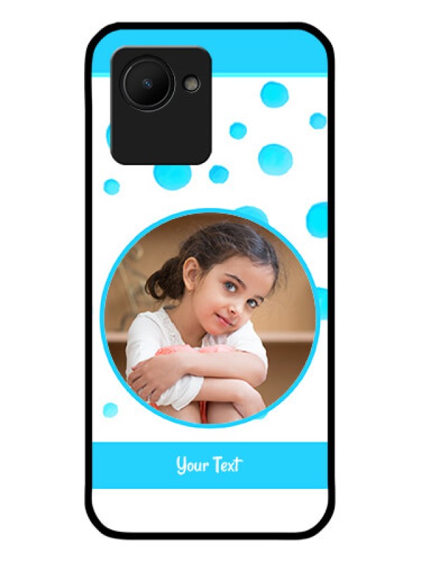 Custom Realme C30s Photo Printing on Glass Case - Blue Bubbles Pattern Design