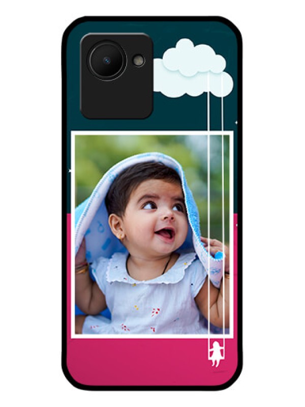 Custom Realme C30s Custom Glass Phone Case - Cute Girl with Cloud Design