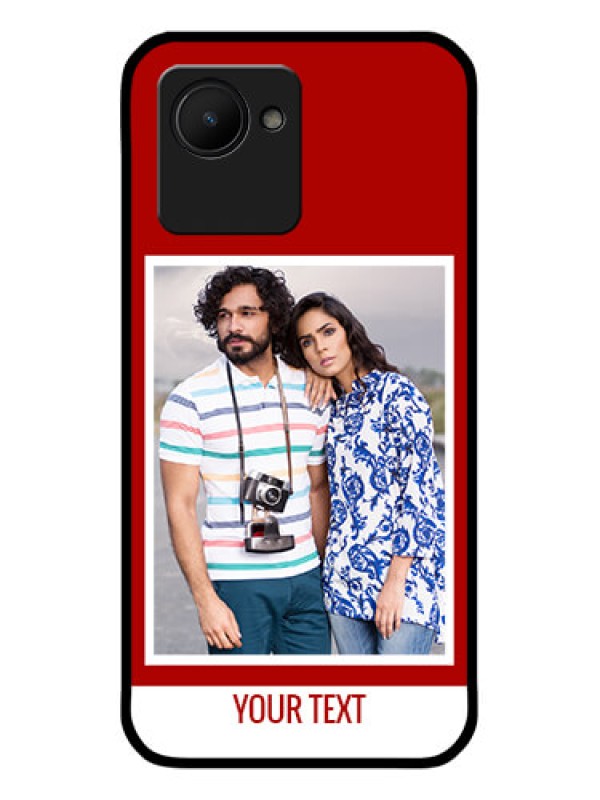 Custom Realme C30s Personalized Glass Phone Case - Simple Red Color Design