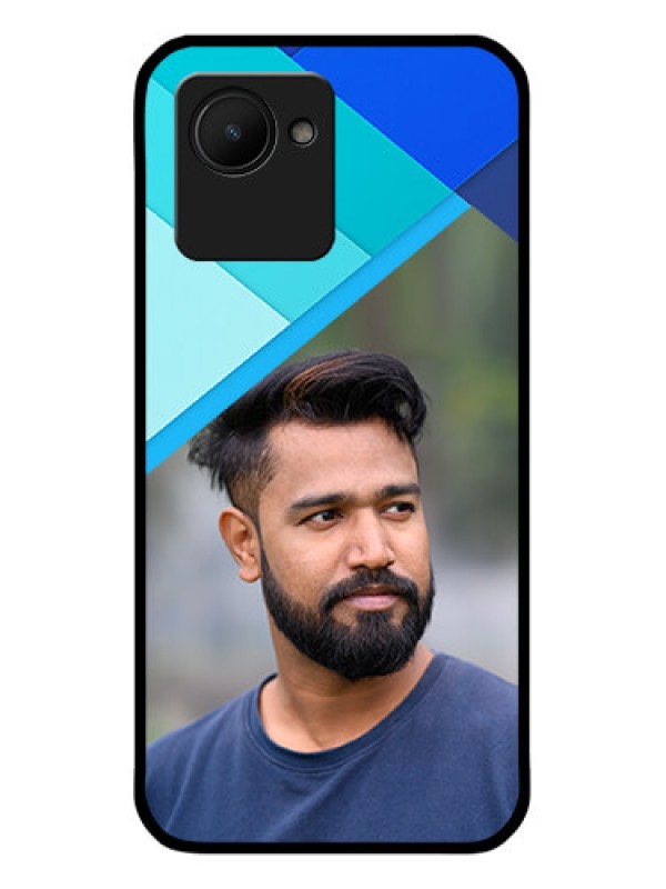 Custom Realme C30s Custom Glass Phone Case - Blue Pattern Design