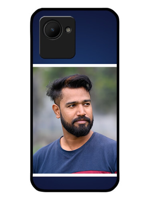 Custom Realme C30s Personalized Glass Phone Case - Simple Royal Blue Design