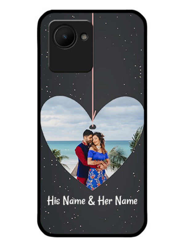 Custom Realme C30s Custom Glass Phone Case - Hanging Heart Design