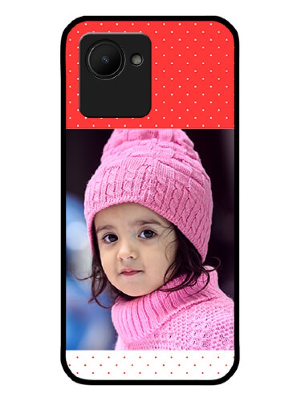 Custom Realme C30s Photo Printing on Glass Case - Red Pattern Design