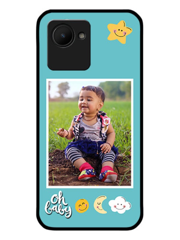 Custom Realme C30s Personalized Glass Phone Case - Smiley Kids Stars Design