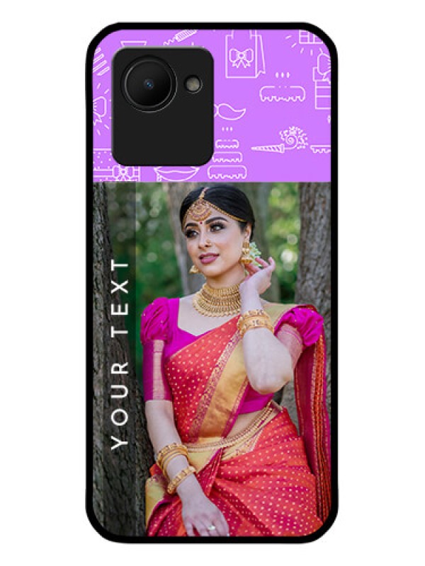 Custom Realme C30s Custom Glass Mobile Case - Birthday Icons Design