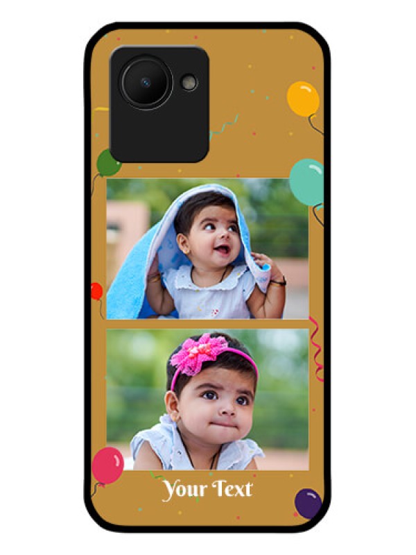 Custom Realme C30s Personalized Glass Phone Case - Image Holder with Birthday Celebrations Design