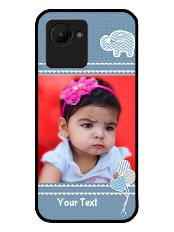 Custom Realme C30s Photo Printing on Glass Case - with Kids Pattern Design