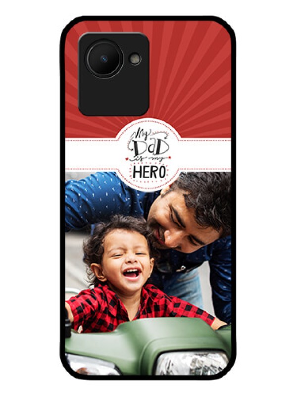 Custom Realme C30s Photo Printing on Glass Case - My Dad Hero Design