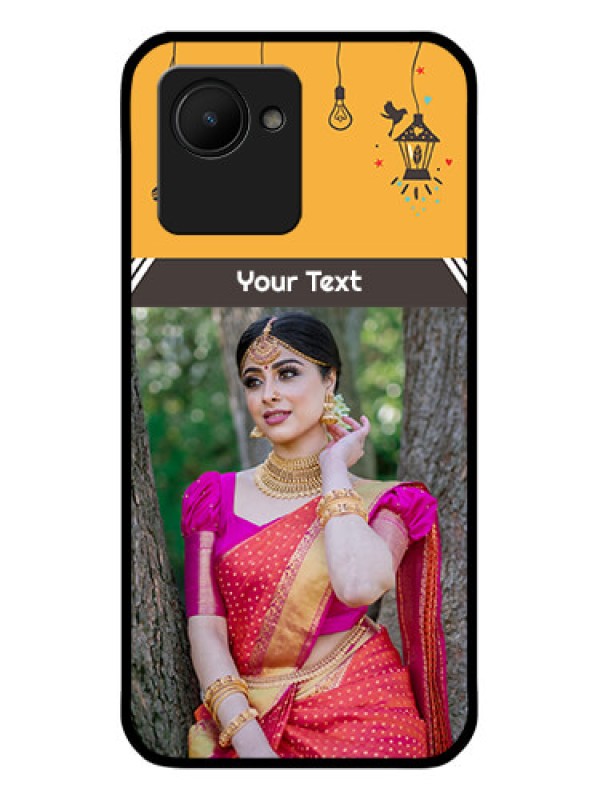 Custom Realme C30s Custom Glass Mobile Case - with Family Picture and Icons