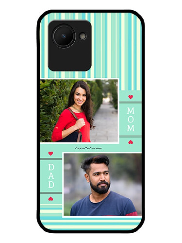 Custom Realme C30s Custom Glass Phone Case - Mom & Dad Pic Design