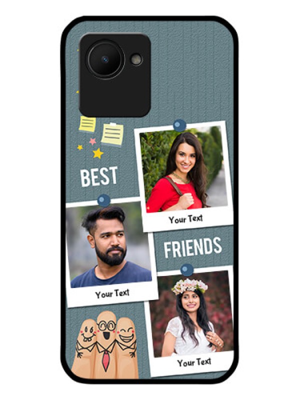Custom Realme C30s Personalized Glass Phone Case - Sticky Frames and Friendship Design