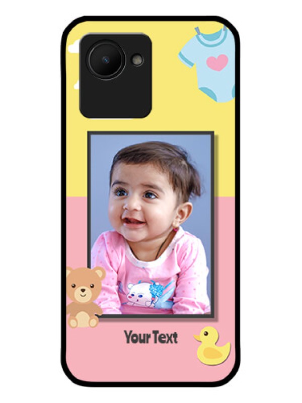 Custom Realme C30s Photo Printing on Glass Case - Kids 2 Color Design