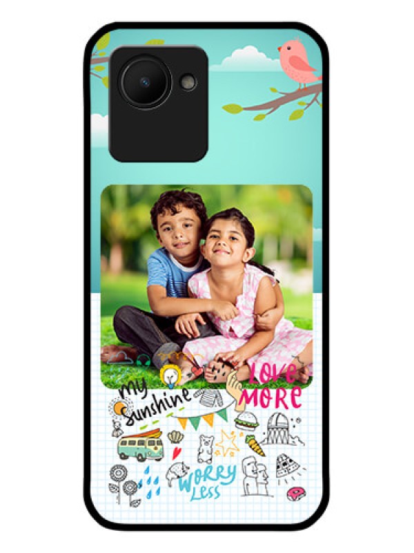Custom Realme C30s Photo Printing on Glass Case - Doodle love Design