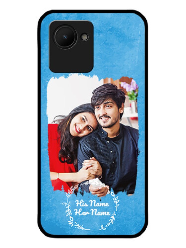 Custom Realme C30S Custom Glass Phone Case - Blue Color Vintage Design