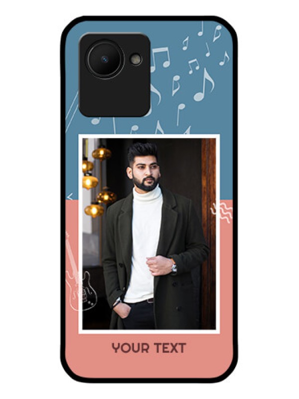 Custom Realme C30s Photo Printing on Glass Case - with Color Musical Note Design