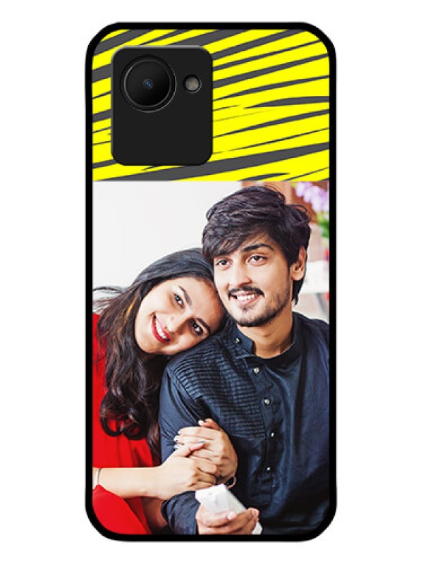 Custom Realme C30s Photo Printing on Glass Case - Yellow Abstract Design