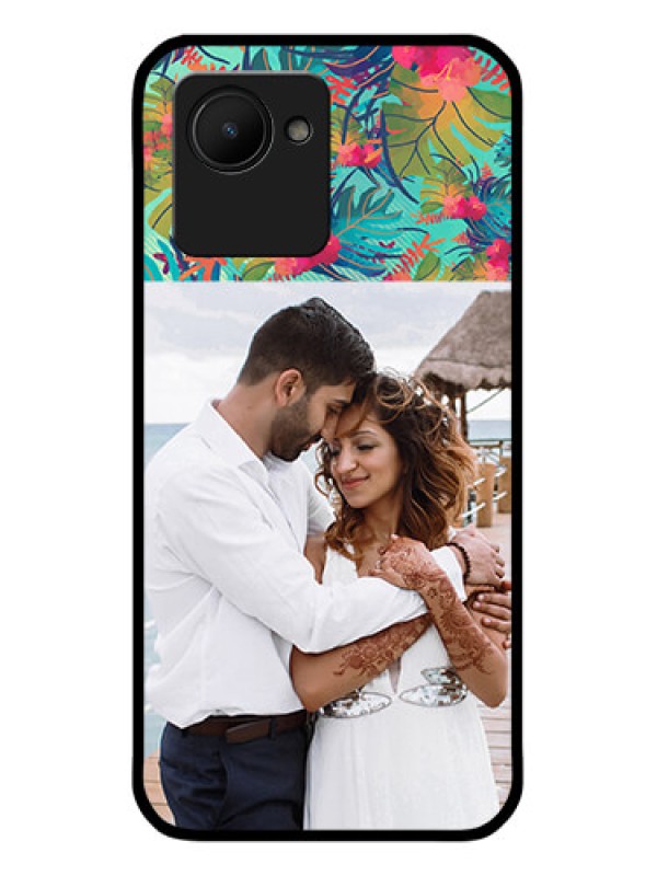 Custom Realme C30s Photo Printing on Glass Case - Watercolor Floral Design