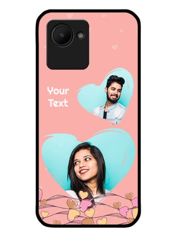 Custom Realme C30s Custom Glass Mobile Case - Love Doodle Design