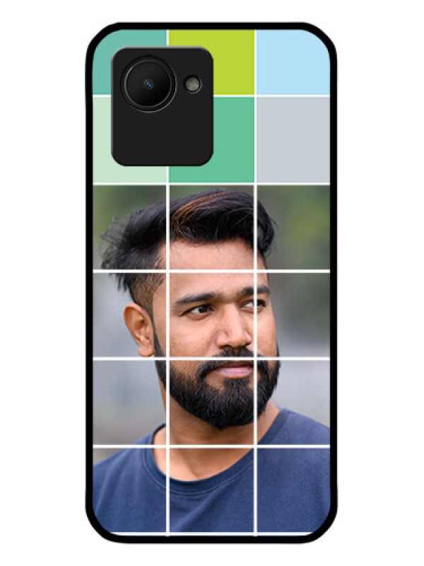 Custom Realme C30s Photo Printing on Glass Case - with white box pattern