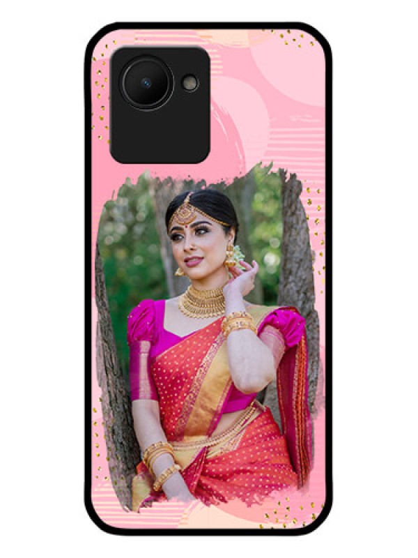 Custom Realme C30s Personalized Glass Phone Case - Gold Glitter Splash Design