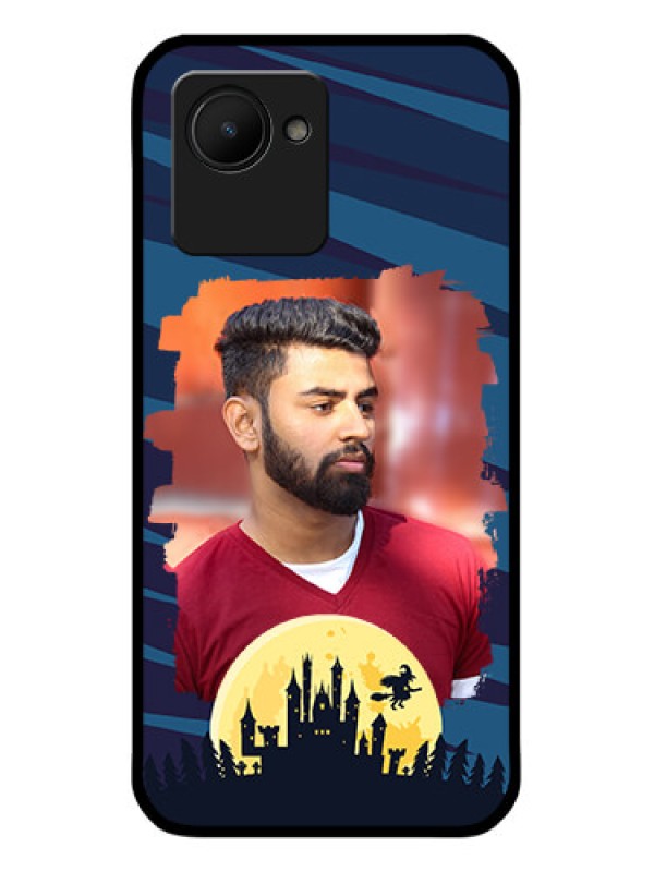 Custom Realme C30s Photo Printing on Glass Case - Halloween Witch Design
