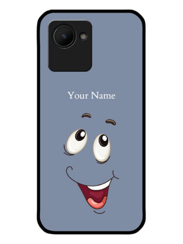 Custom Realme C30s Photo Printing on Glass Case - Laughing Cartoon Face Design