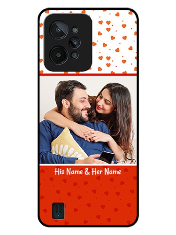 Custom Realme C31 Custom Glass Phone Case - Orange Love Symbol Design