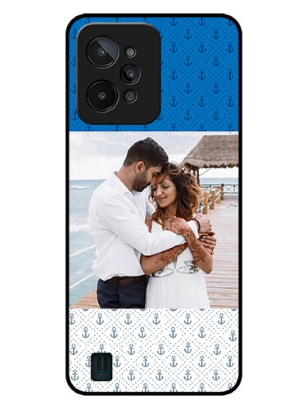 Custom Realme C31 Photo Printing on Glass Case - Blue Anchors Design