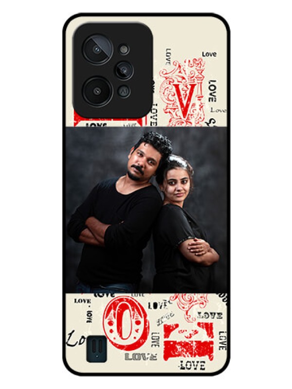 Custom Realme C31 Photo Printing on Glass Case - Trendy Love Design Case