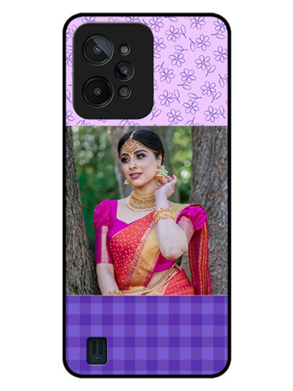 Custom Realme C31 Custom Glass Phone Case - Purple Floral Design