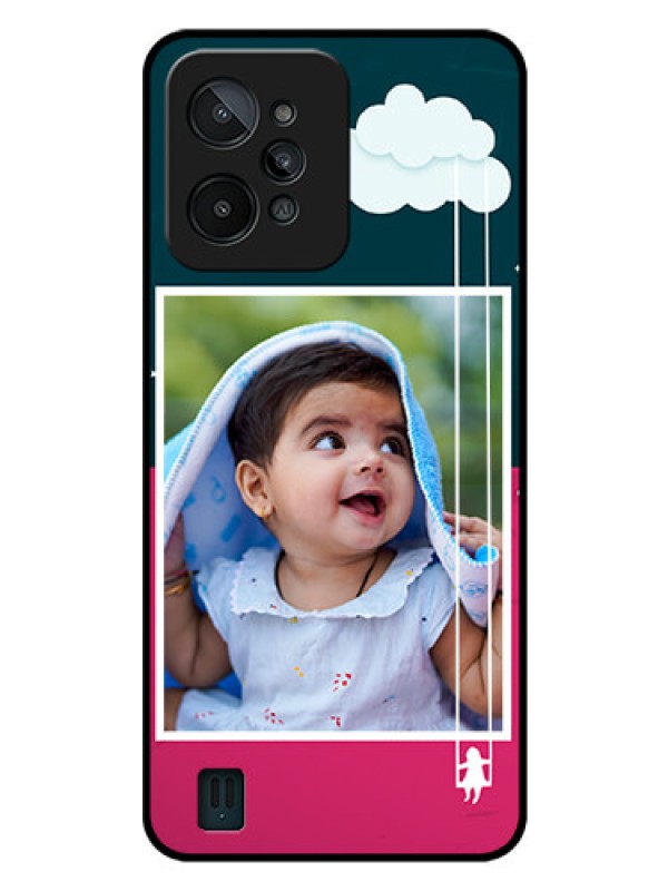 Custom Realme C31 Custom Glass Phone Case - Cute Girl with Cloud Design