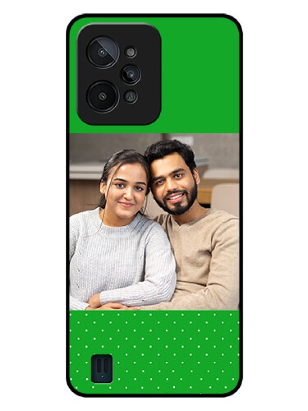 Custom Realme C31 Personalized Glass Phone Case - Green Pattern Design